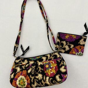 Vera Bradley Purse With Coin Purse Small Floral Crossbody Bag Wallet Set